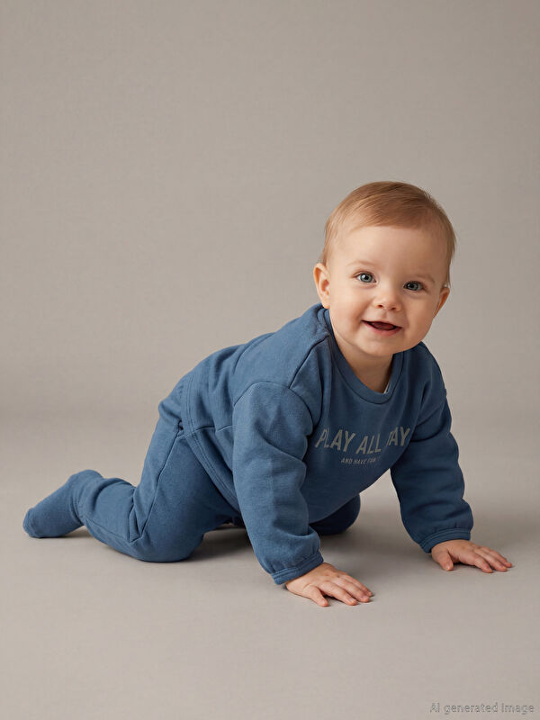 LCW baby Baskılı Erkek Bebek Sweatshirt ve Pantolon 2'li