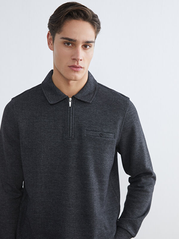 LCWAIKIKI Classic Polo Yaka Erkek Sweatshirt