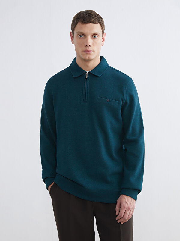LCWAIKIKI Classic Polo Yaka Erkek Sweatshirt