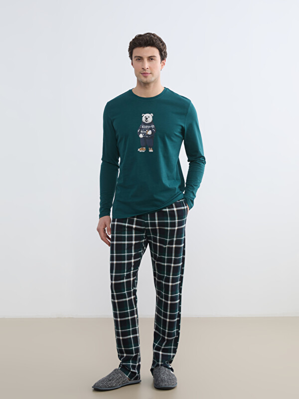 LC WAIKIKI Standart Kalıp  Ayı Teddy Baskılı Erkek Pijama Takım