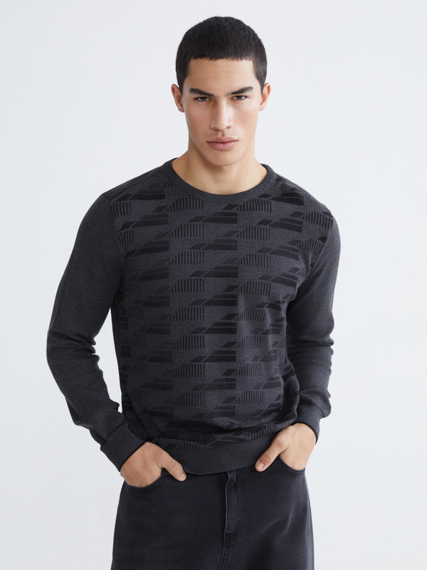 XSIDE Crew Neck Patterned Men's Knitwear Sweater