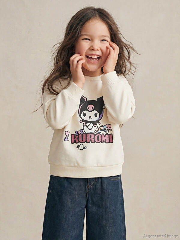 LCW Kids Kuromi Baskılı Kız Çocuk Kalın Sweatshirt