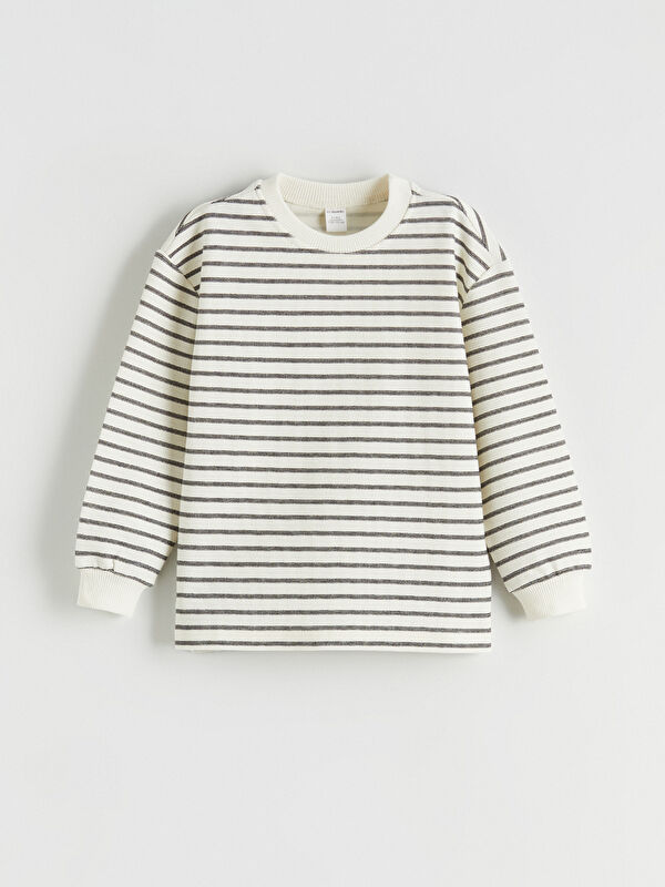 LCW Kids Bisiklet Yaka Çizgili Erkek Çocuk Sweatshirt