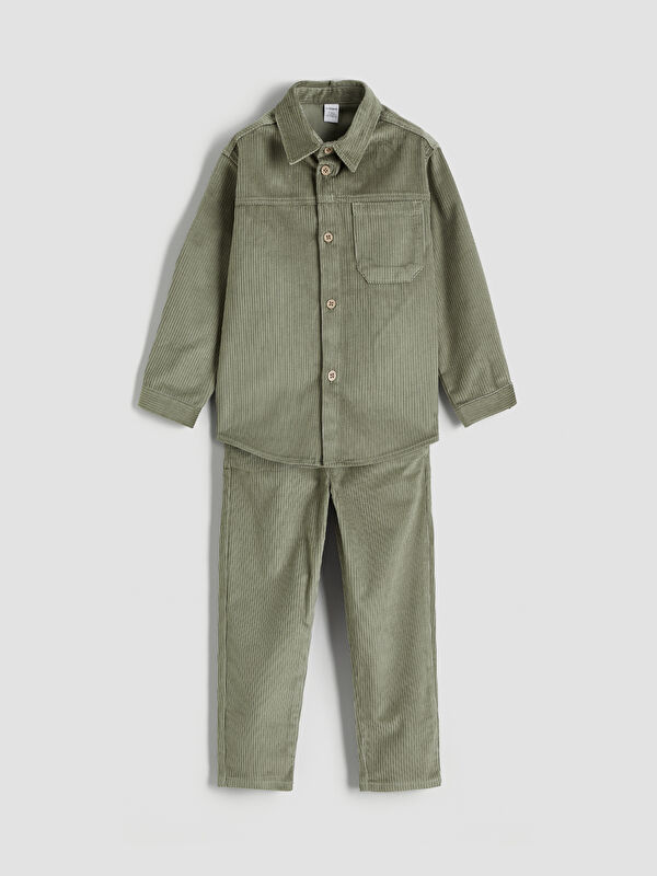 LCW Kids Kadife Erkek Çocuk Gömlek ve Pantolon