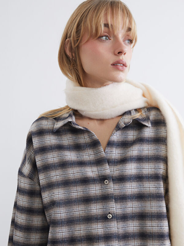 LCW Vision Ekose Oversize Kadın Oduncu Gömlek