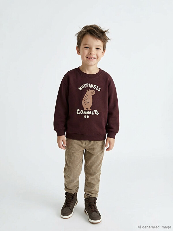 LCW Kids Baskılı Erkek Çocuk Kalın Sweatshirt
