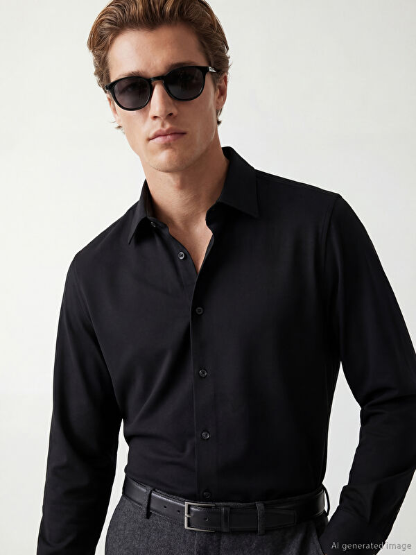 SOUTHBLUE Slim Fit Uzun Kollu Erkek Dokulu Gömlek