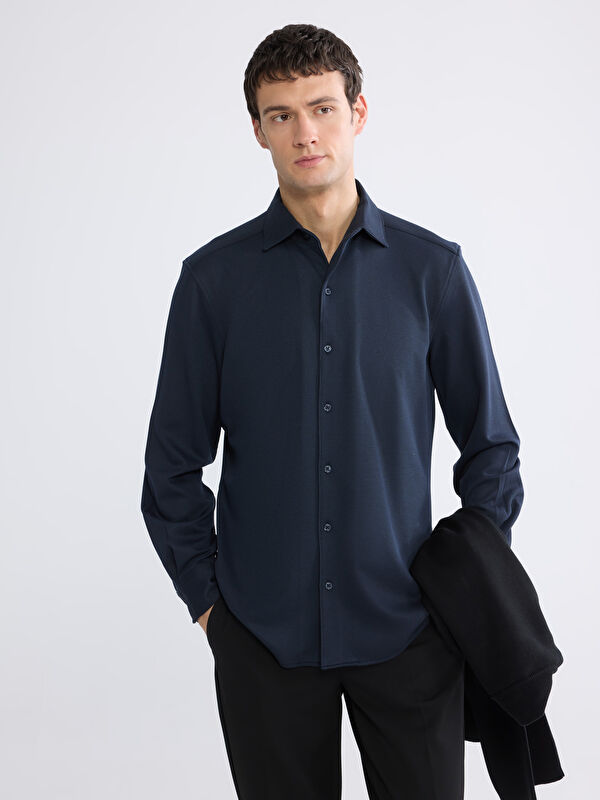 SOUTHBLUE Slim Fit Uzun Kollu Erkek Dokulu Gömlek