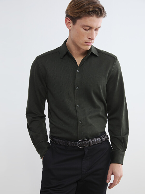SOUTHBLUE Slim Fit Uzun Kollu Erkek Dokulu Gömlek