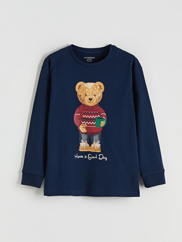 LCW Kids Ayı Teddy Baskılı Erkek Çocuk Pijama Üst