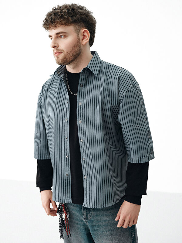 LCW Limitless Kolay Giylebilir Omuzdan Çıtçıtlı Loose Fit Erkek Gömlek