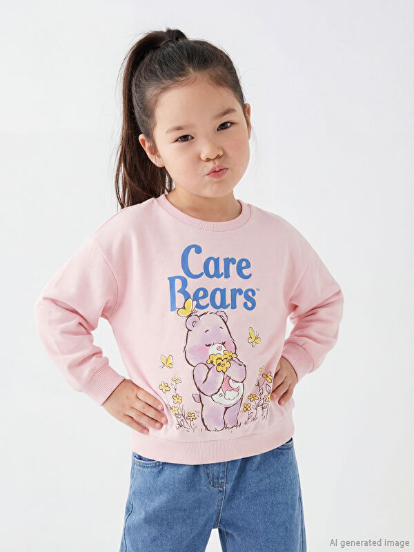 LCW Kids Girls' Thick Sweatshirt with Care Bears Print