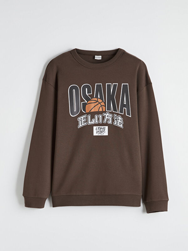 LCW Kids Bisiklet Yaka Osaka Baskılı Erkek Çocuk Sweatshirt