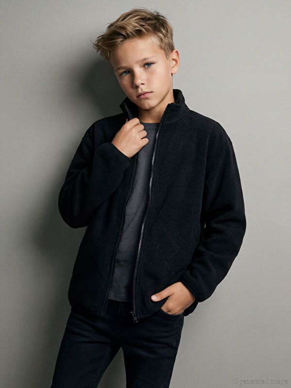 LCW Kids Dik Yaka Polar Erkek Çocuk Hırka