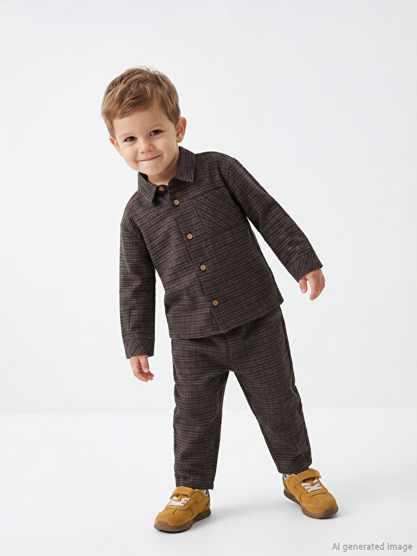 LCW baby Kareli Poplin Erkek Bebek Gömlek ve Pantolon