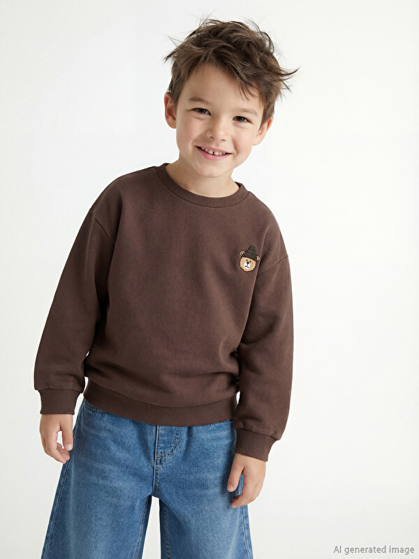 LCW Kids Ayı Nakışlı Erkek Çocuk Kalın Sweatshirt	