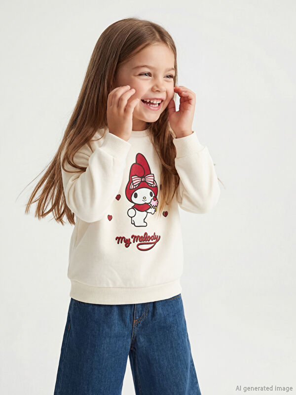 LCW Kids My Melody Baskılı Kız Çocuk Kalın Sweatshirt