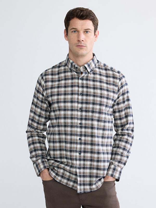 LCWAIKIKI Classic Regular Fit Ekose Gabardin Erkek Gömlek