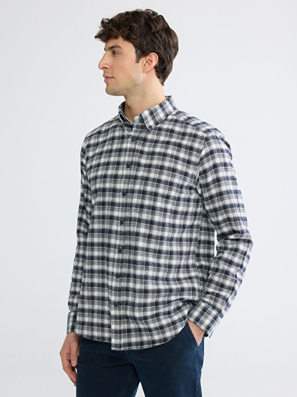 LCWAIKIKI Classic Regular Fit Ekose Gabardin Erkek Gömlek