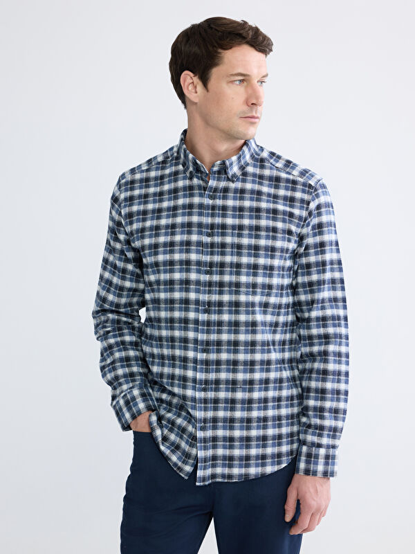 LCWAIKIKI Classic Regular Fit Ekose Gabardin Erkek Gömlek