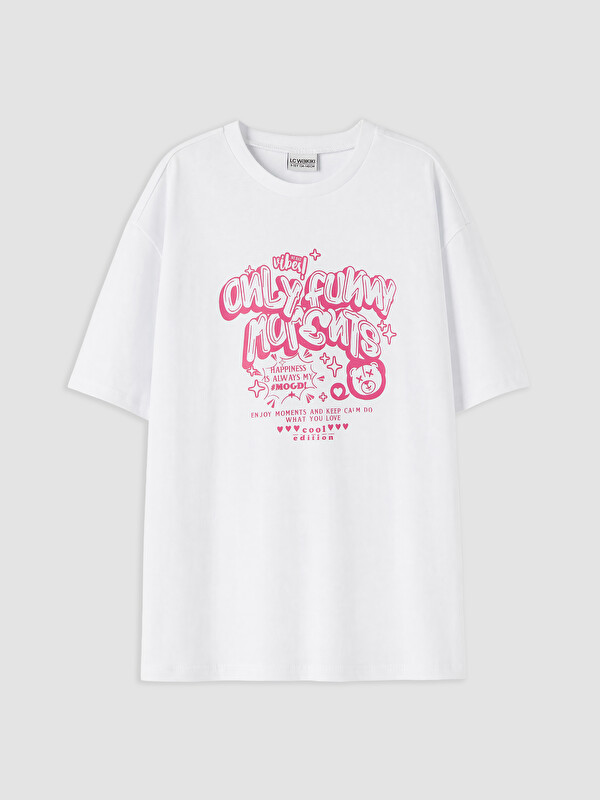 LCW Kids Crew Neck Printed Girls' T-Shirt
