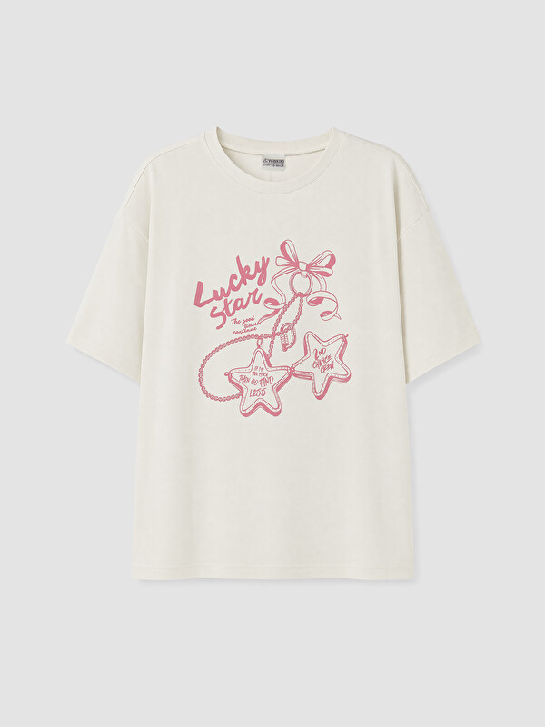 LCW Kids Girl Ecru T-Shirt