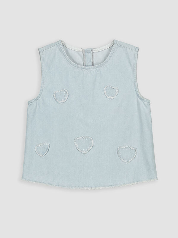 LCW Kids Aplike Detaylı Kız Çocuk Jean Bluz