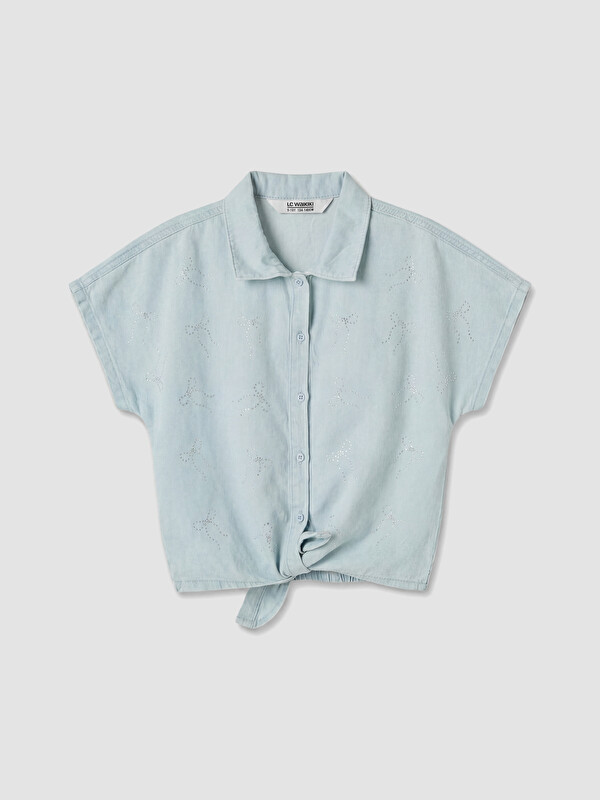 LCW Kids Taşlı Kız Çocuk Jean Gömlek