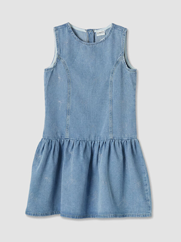LCW Kids Taşlı Kız Çocuk Jean Elbise