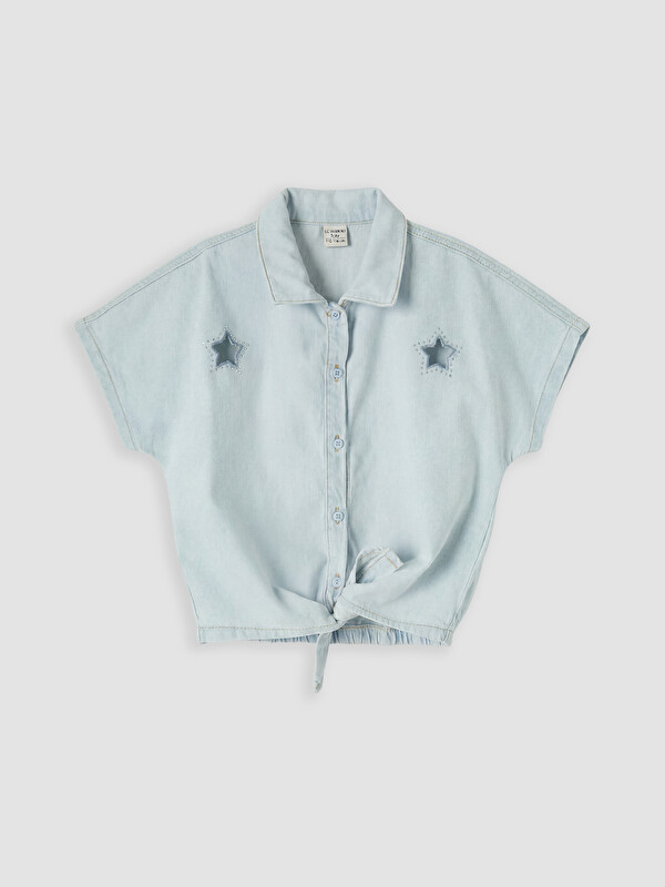 LCW Kids Taşlı Kız Çocuk Jean Gömlek