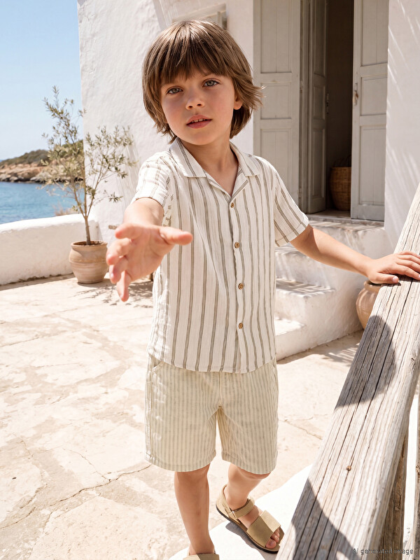 LCW Kids Erkek Çocuk Çizgili Şort