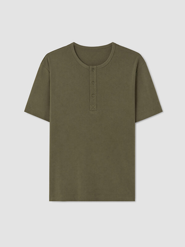 LCW Vision Henley Yaka Erkek Penye Tişört
