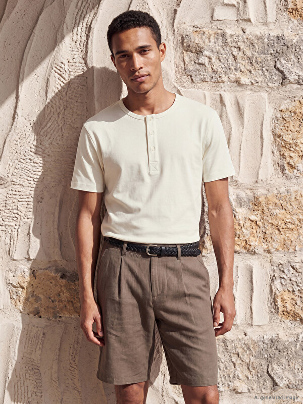 LCW Vision Henley Yaka Erkek Penye Tişört