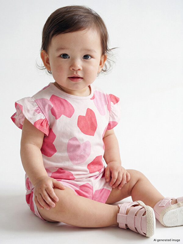 LCW baby Heart Printed Baby Girls' Shorts Set