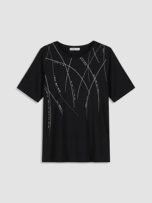 LCW Grace Tricou Basic cu model pentru femei cu guler rotund