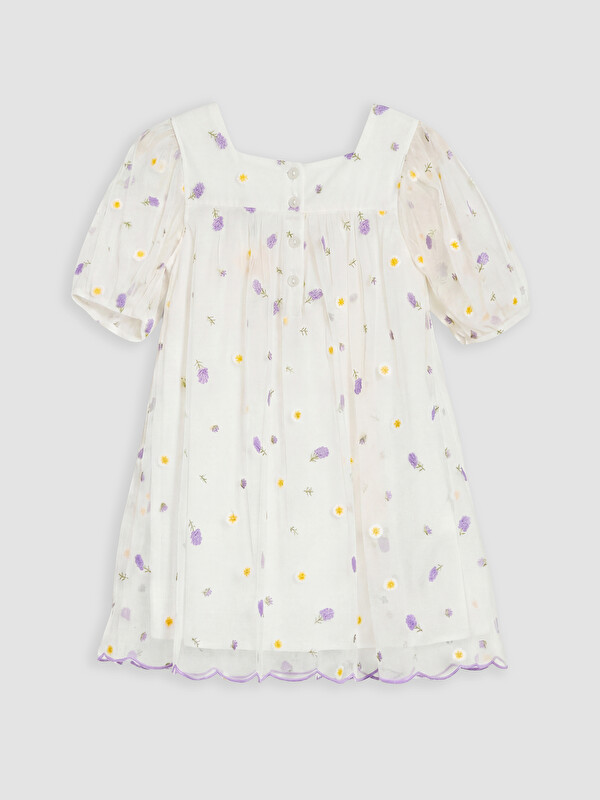 LCW Kids Çiçek Nakışlı Kız Çocuk Elbise