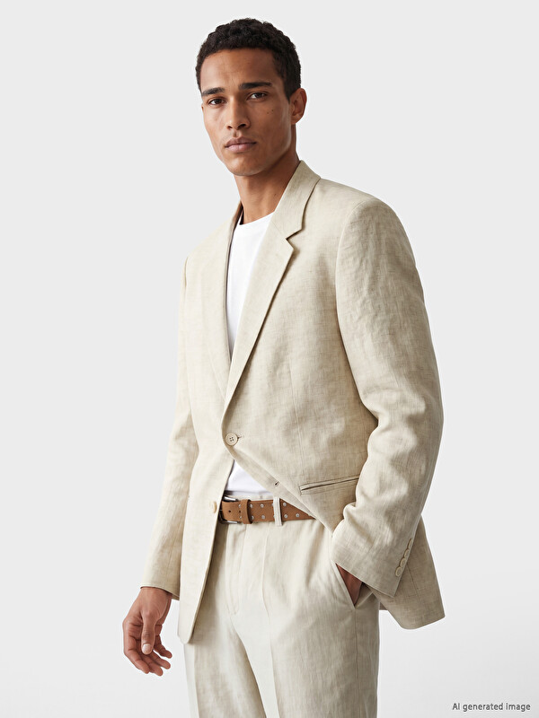 LCW Vision Regular Fit %100 Keten Erkek Blazer Ceket