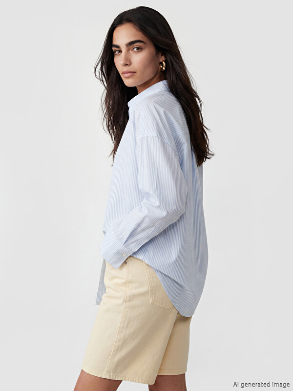 LCW Vision Striped Oversize Voile Women's Shirt