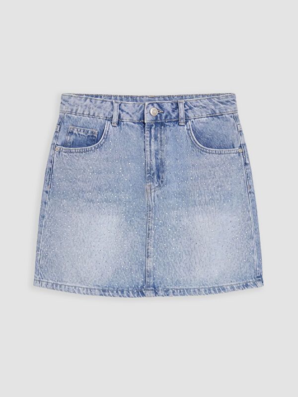 XSIDE Taşlı Mini Jean Etek