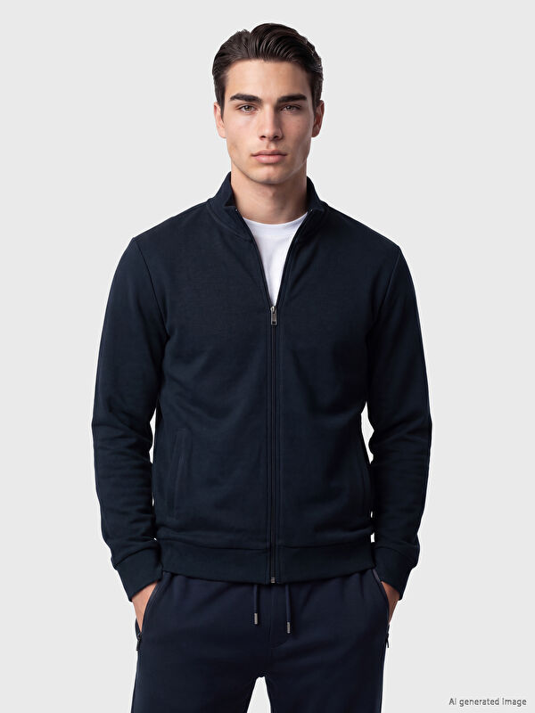LCWAIKIKI Classic Dik Yaka Erkek Fermuarlı Sweatshirt