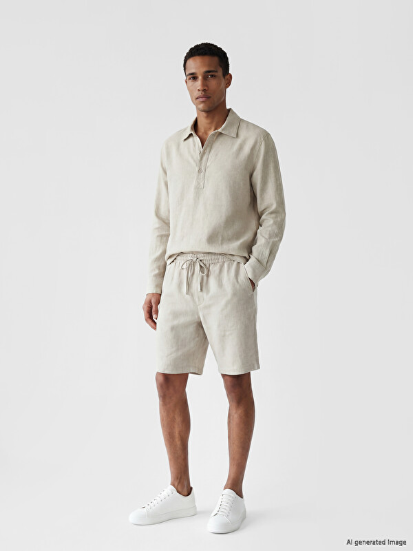LCW Vision Regular Fit %100 Keten Erkek Şort