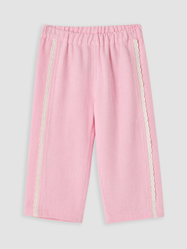 LCW Kids Regular Fit Kız Çocuk Dantel Detaylı Pantolon