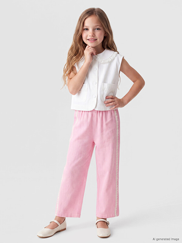 LCW Kids Regular Fit Devojčice Pantalone Sa Detaljima Od Čipke
