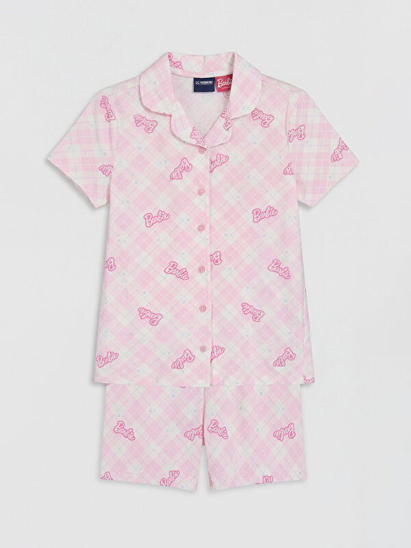 LCW Kids Barbie Baskılı Kız Çocuk Şortlu Pijama Takımı