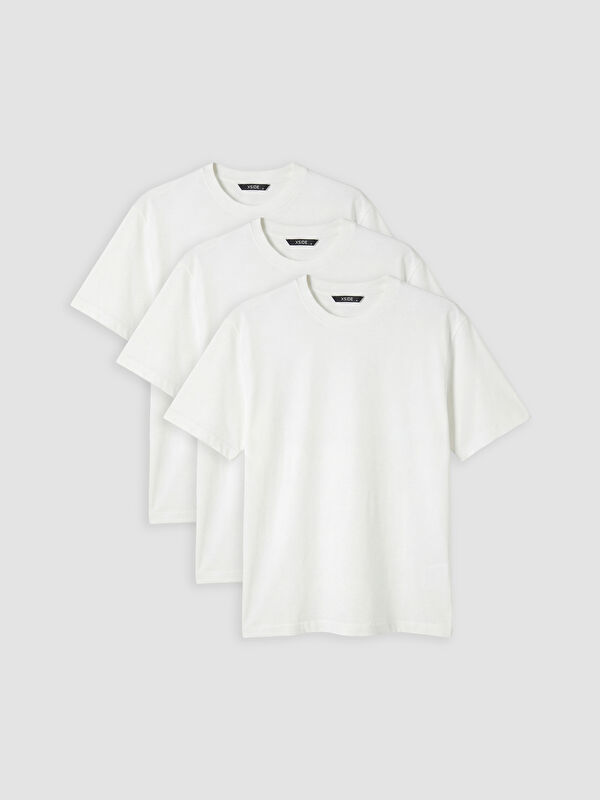 XSIDE Relaxed Fit %100 Pamuk Basic Erkek Tişört 3'lü