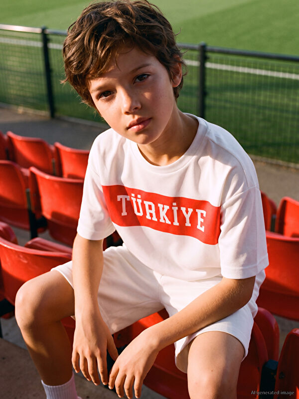 LCW Kids Bisiklet Yaka Türkiye Baskılı Erkek Çocuk Tişört