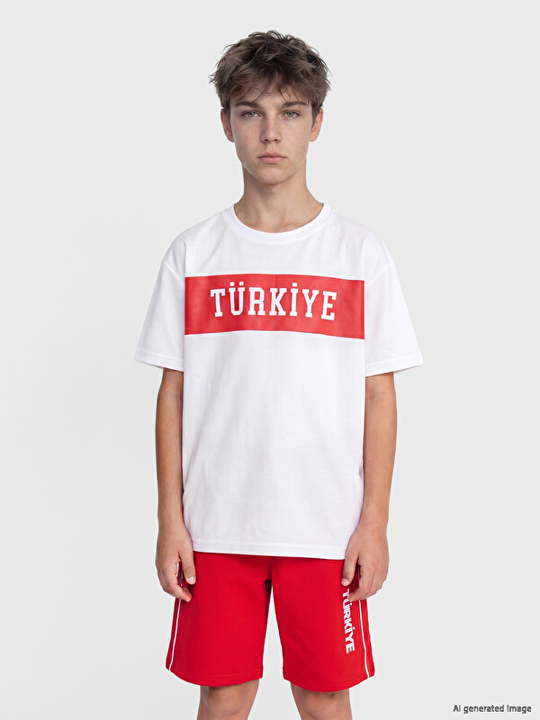 LCW Kids Bisiklet Yaka Türkiye Baskılı Erkek Çocuk Tişört