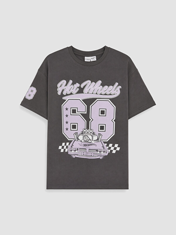 LCW Kids Hot Wheels Baskılı Kız Çocuk Tişört