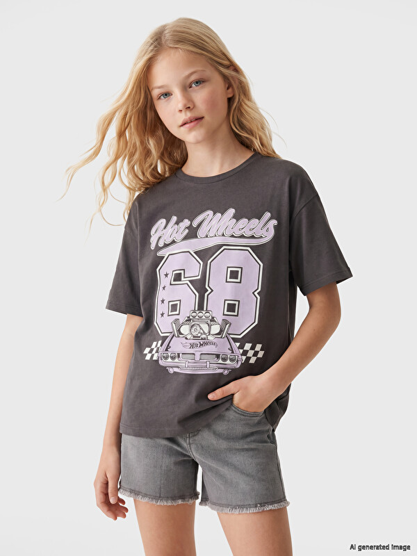 LCW Kids Hot Wheels Printed Girls' T-Shirt