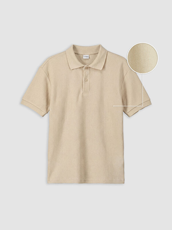 LCW Kids Polo Yaka Waffle Dokulu Erkek Çocuk Tişört